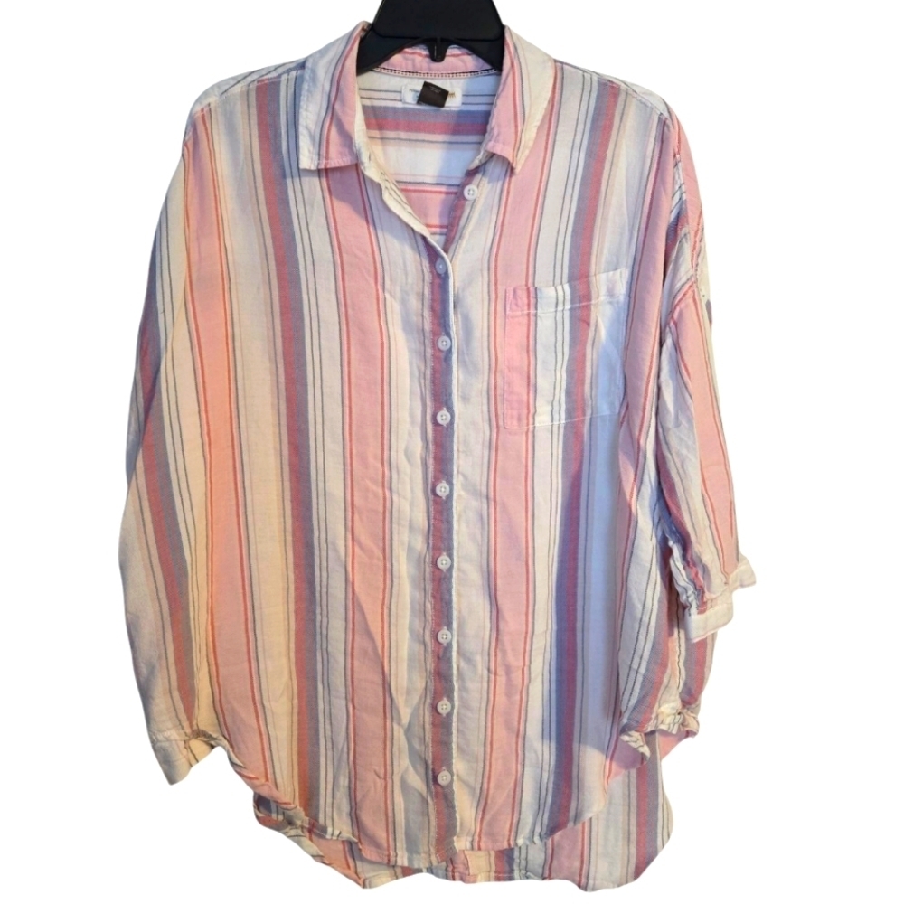 Pilcro And The Letterpress By Anthropologie Button Down Striped Blouse, Xs/S